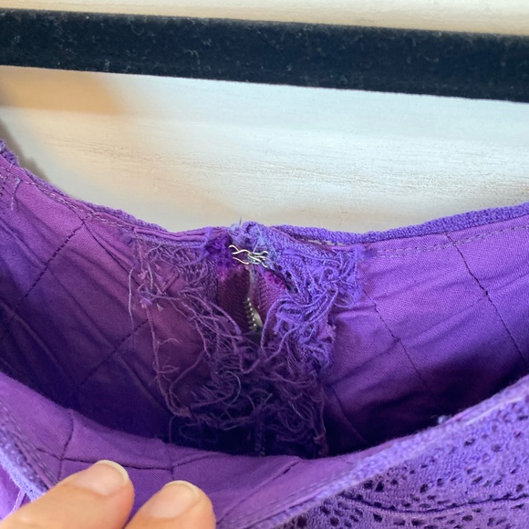 Vintage Purple Fairy Dress Pintuck Crochet Lace Mexican Wedding Maxi Size 8 M - Picture 9 of 12